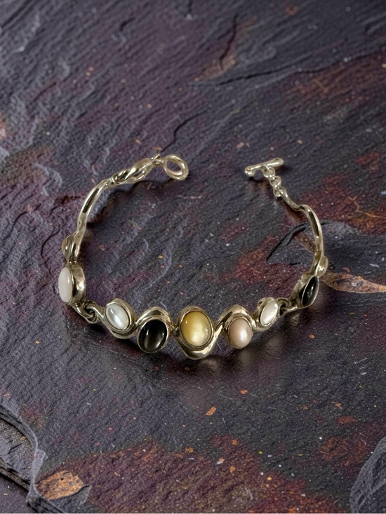 Carolyn Pollack Jewelry - Carolyn Pollack sterling silver wavy link bracelet multicolored mother-of-pearl